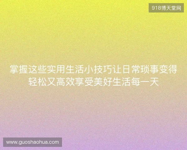 掌握这些实用生活小技巧让日常琐事变得轻松又高效享受美好生活每一天